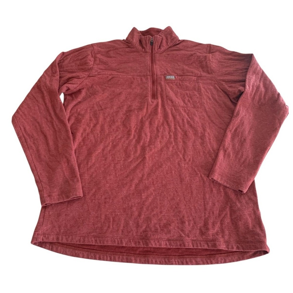 Ariat Rebar Foundation Quarter Zip Shirt Mens Large Red Heather Workwear Core‎